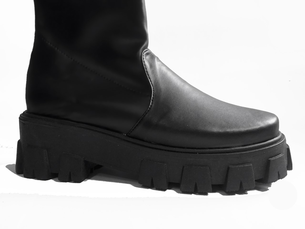 Botas Largas Maxibotas stretch para dama de Piel Sintetica Con Plataforma,mod. capretto