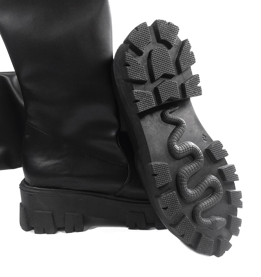 Botas Largas Maxibotas stretch para dama de Piel Sintetica Con Plataforma,mod. capretto