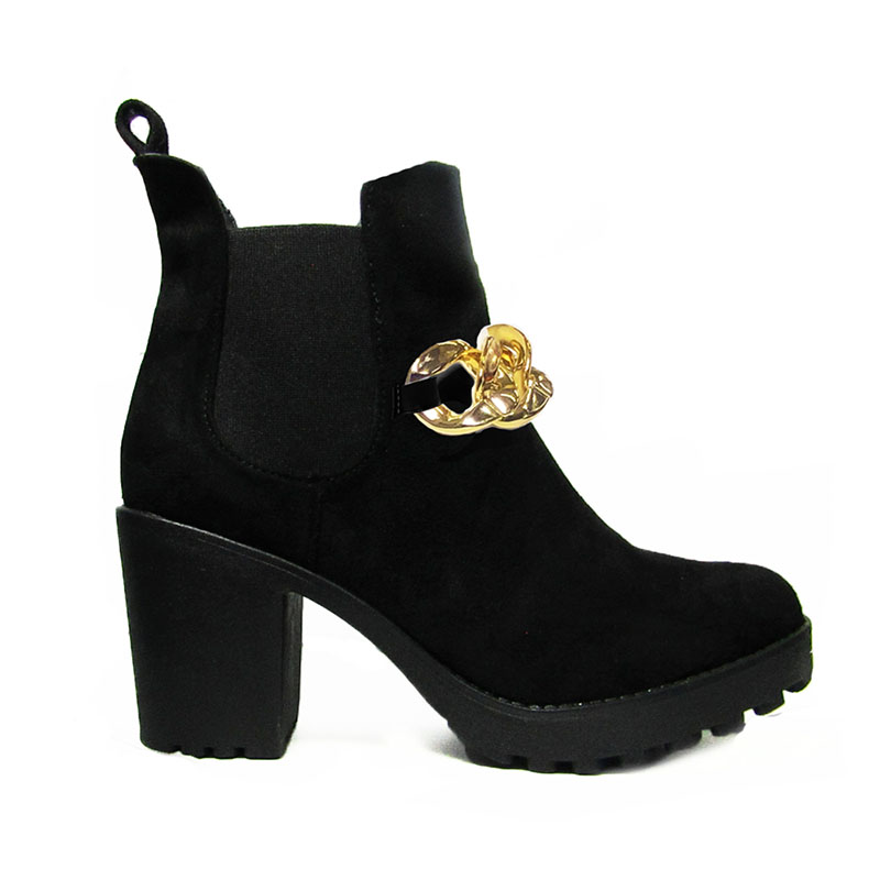 Botin de moda para Dama tacon cuadrado con cadena mod Ibiza