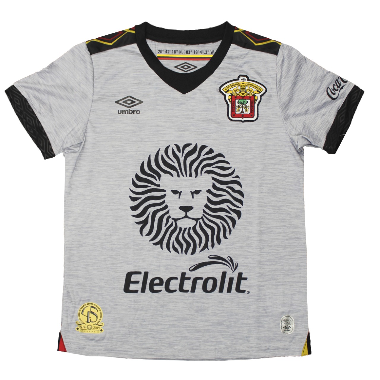 Jersey Umbro UDG de Leones Negros Edicion Especial 45 Aniversario Para Niños Gris 