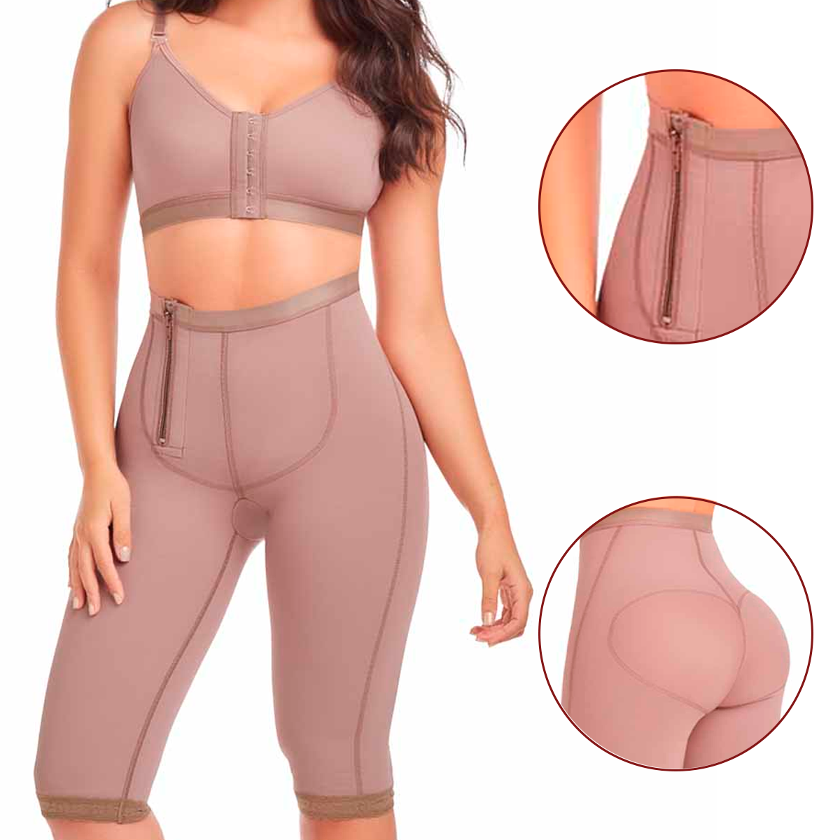 Faja Ciclista Fajate de Cierre Lateral a la Rodilla, Faja Colombiana Moldeadora Lavanta Gluteos y Aplana Abdomen Alta Compresion Fajate.