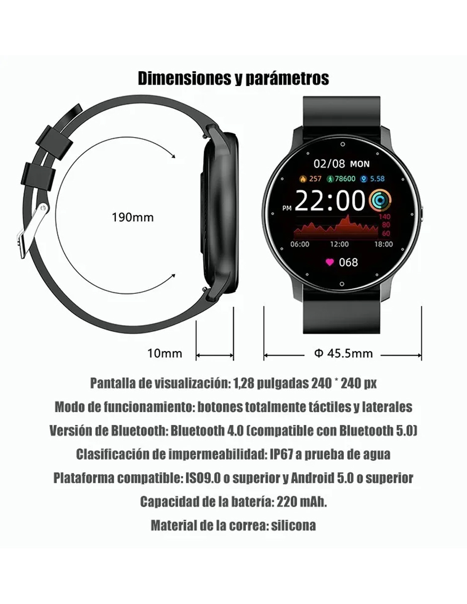 Reloj Inteligente Smart Watch Petukita Box ZL02 Negro