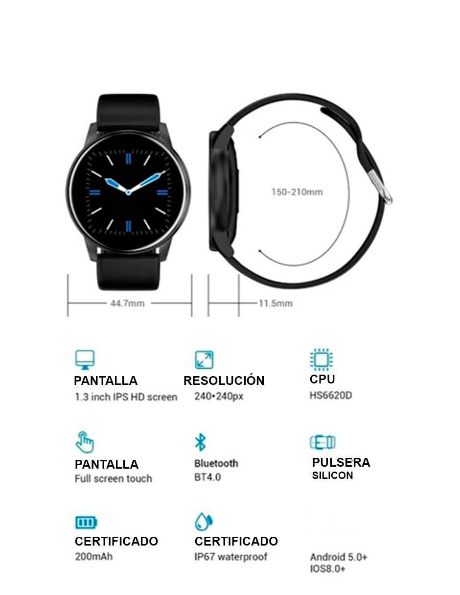 Reloj Inteligente Smart Watch Petukita Box ZL02 Negro