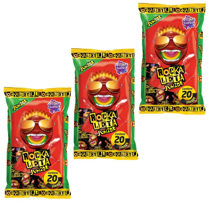 Paquete 4 Paletas Rockaleta Junior 20 piezas c/u