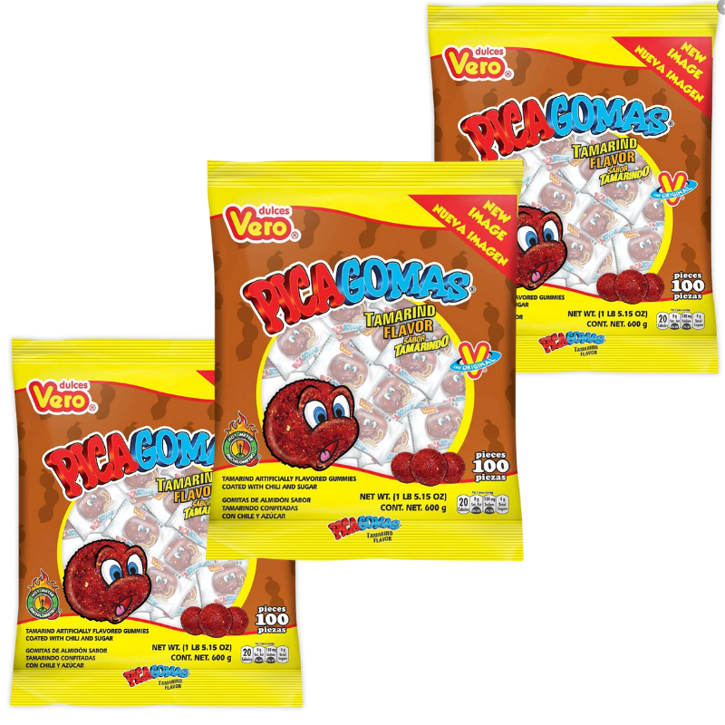 Paquete 4 Gomitas Pica Tamarindo 100 piezas c/u
