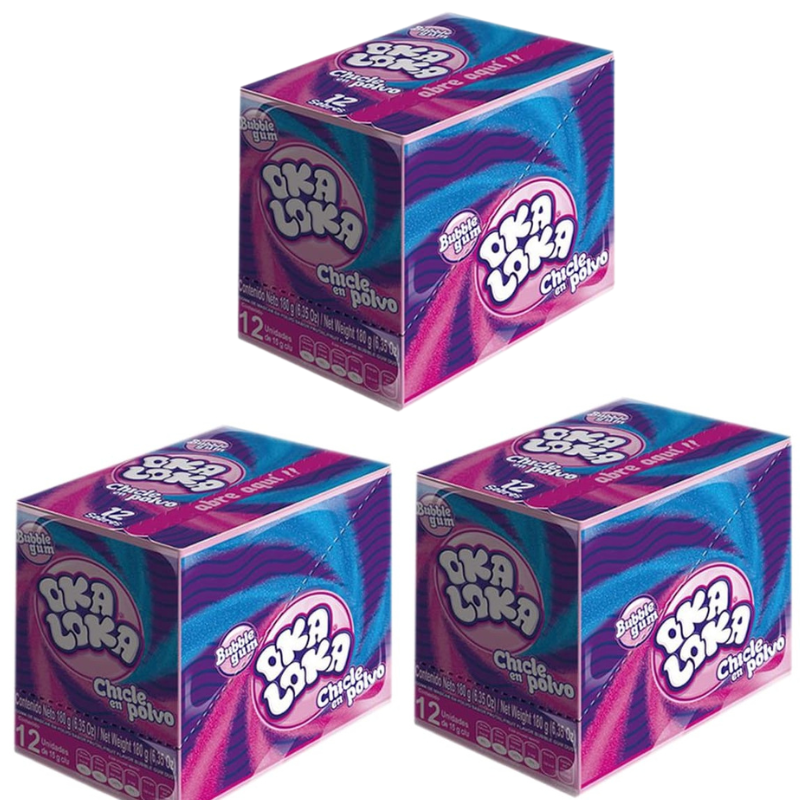 Paquete 5 Chicles Oka Loka Tutti 12 piezas c/u