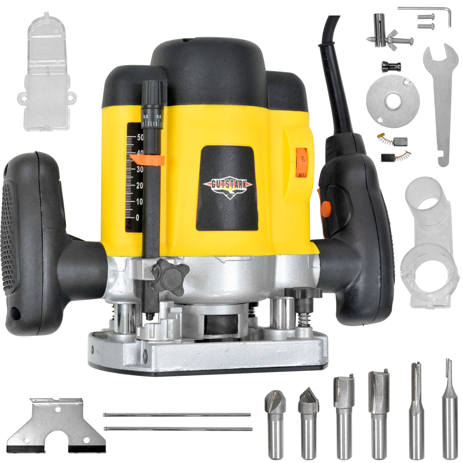 Router de Madera para Carpinteria 6 Brocas 110 V 1400 W Uso Rudo Rebajadora Fresadora Gutstark