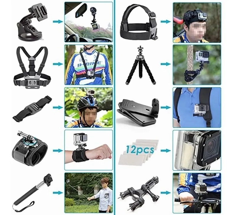 Kit De Accesorios Cámara De Acción 50 En 1 Para Gopro