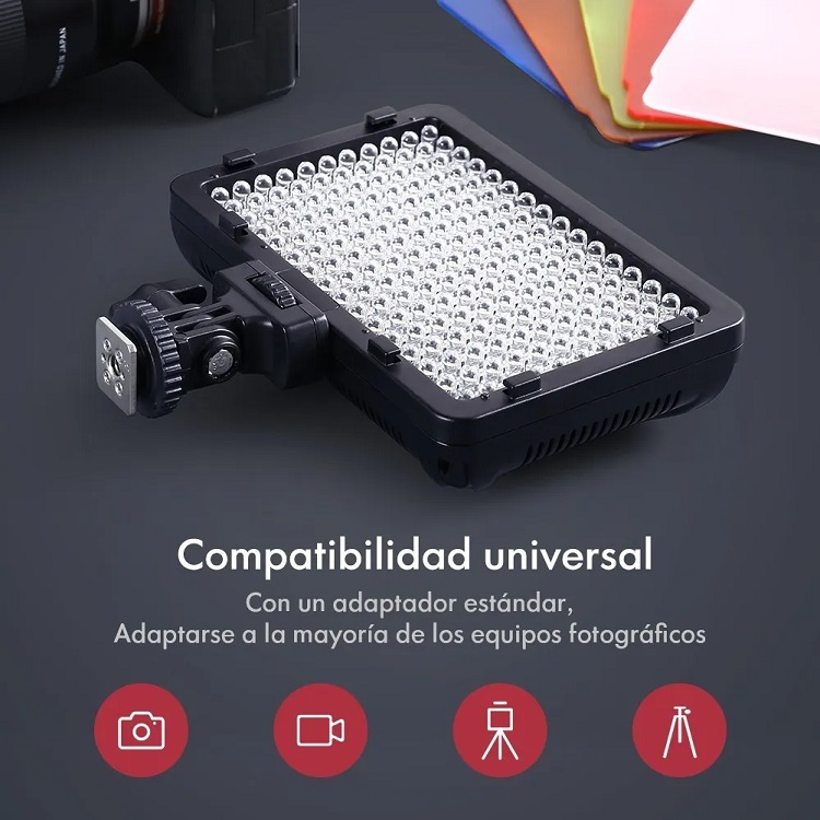 Lámpara De Luz 176 Leds Cámara De Video Regulable Con Batería