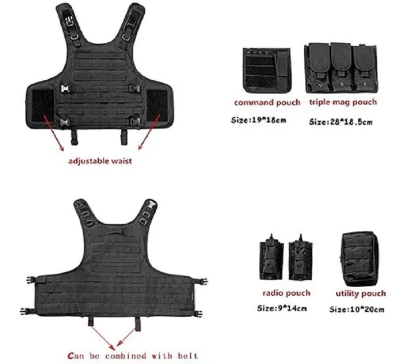 Chaleco Tactico Militar con Bolsos Removibles