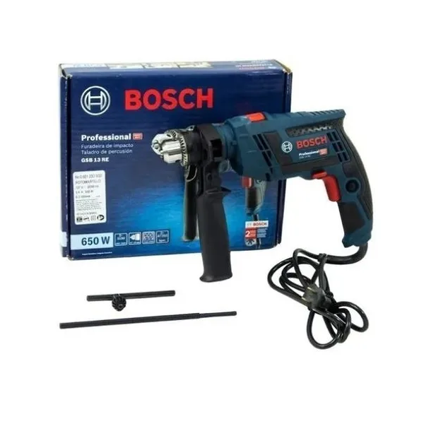 Taladro de percusión 1/2", 650W, 127V, 3.150 rpm, 47.250 bpm, BOSH modelo: GSB 13 RE. 