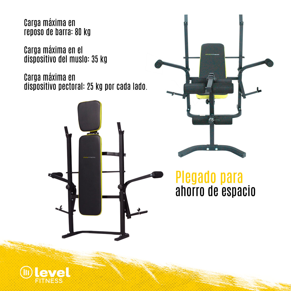 Banco Multiposiciones LOKI Gym Pecho Discos Bicep 5 En 1 Pesas