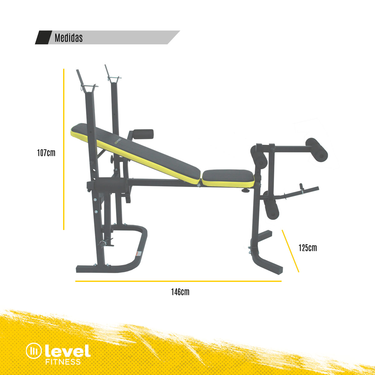 Banco Multiposiciones LOKI Gym Pecho Discos Bicep 5 En 1 Pesas