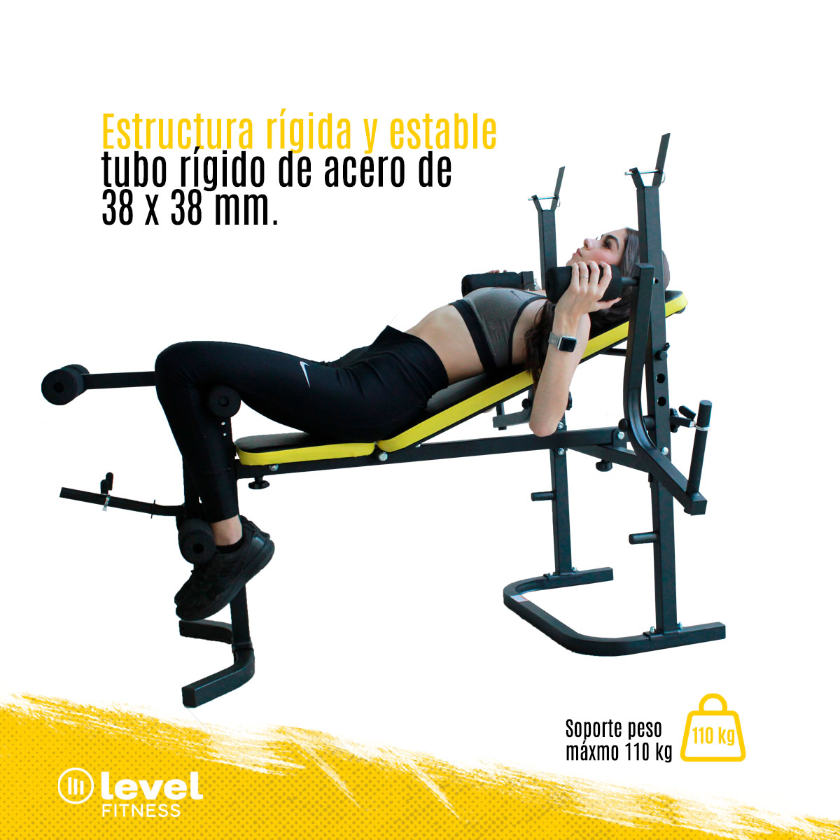 Banco Multiposiciones LOKI Gym Pecho Discos Bicep 5 En 1 Pesas