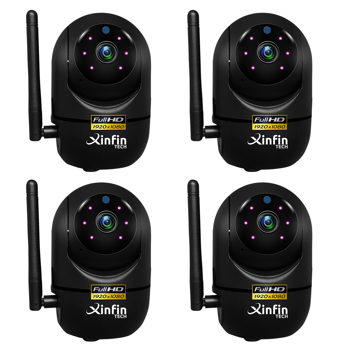 Camara Wifi Seguridad Ip 1080p Rastreo Movimiento Nube Kit-4