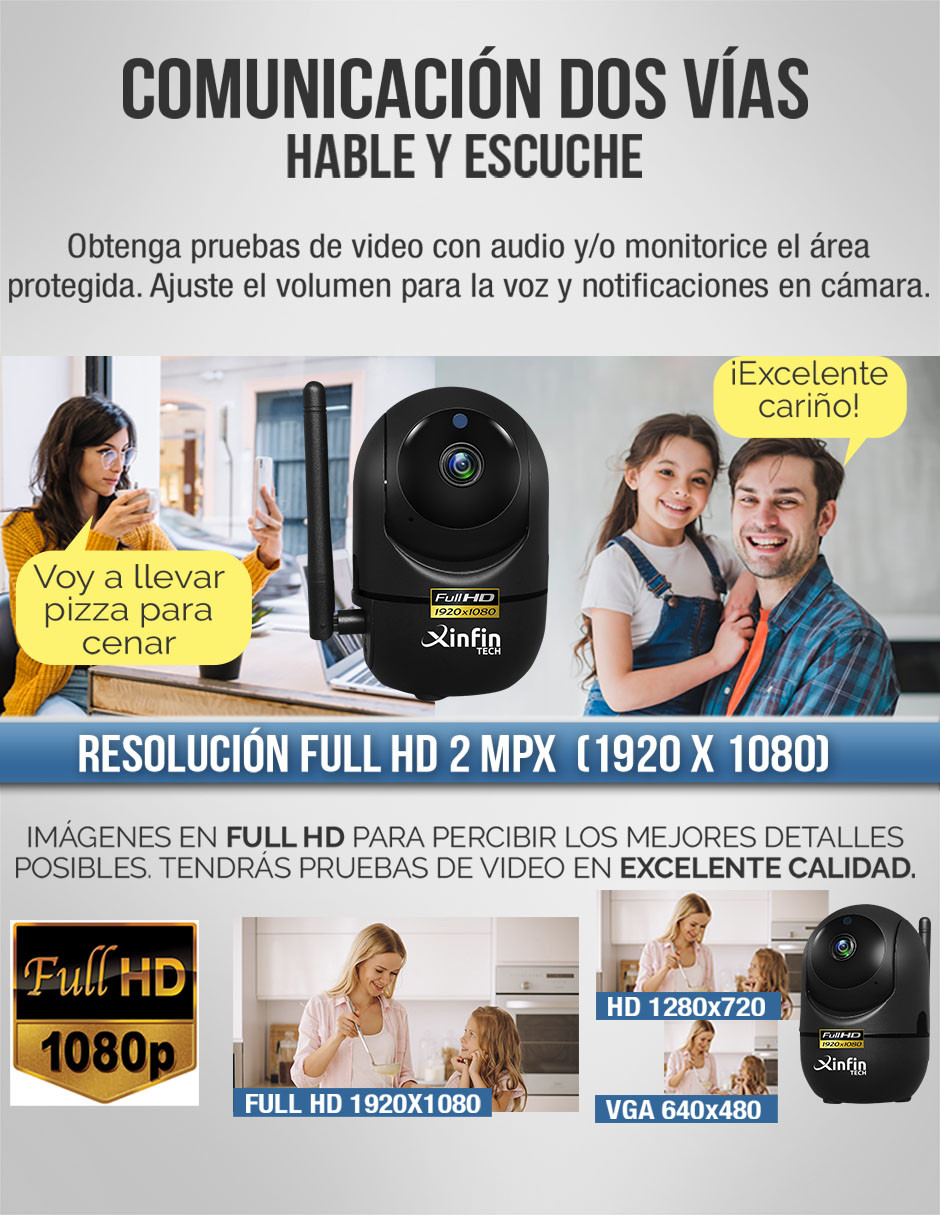 Camara Wifi Seguridad Ip 1080p Rastreo Movimiento Nube Kit-4