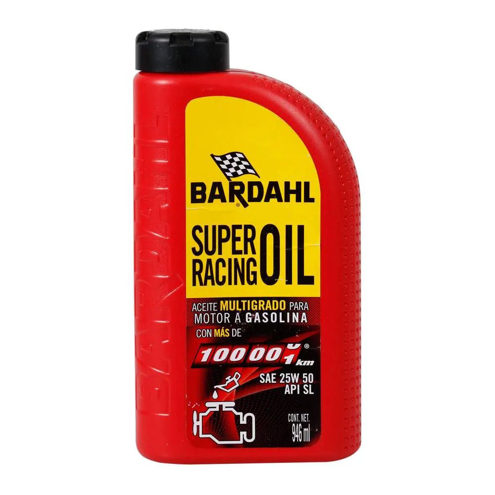 Aceite para mator a gasolina, Bardahl Alto Kilometraje 25W50 5 pzas con 946 ml