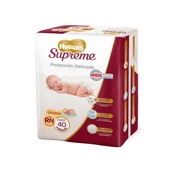 Pañales Huggies Supreme Recién Nacido 240 Pz (6 Paq. de 40 c/p)