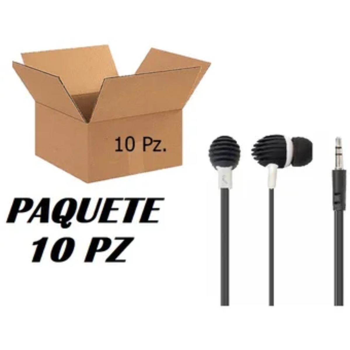 PAQUETE AUDÍFONOS MITZU MH-2015BK ERGONÓMICOS RESISTENTES NEGRO 10PZ ENDY1