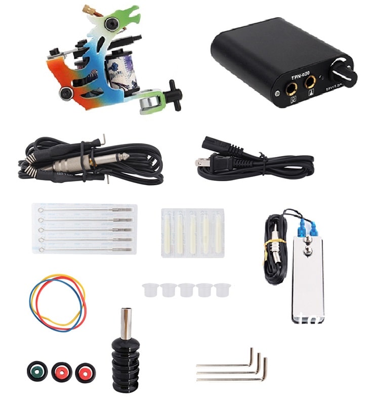 Kit 1 Máquina De Tatuaje Con Accesorios Agujas Fuente Máquina De Bobinas Tatuar Tatuaje Máquina Completa 