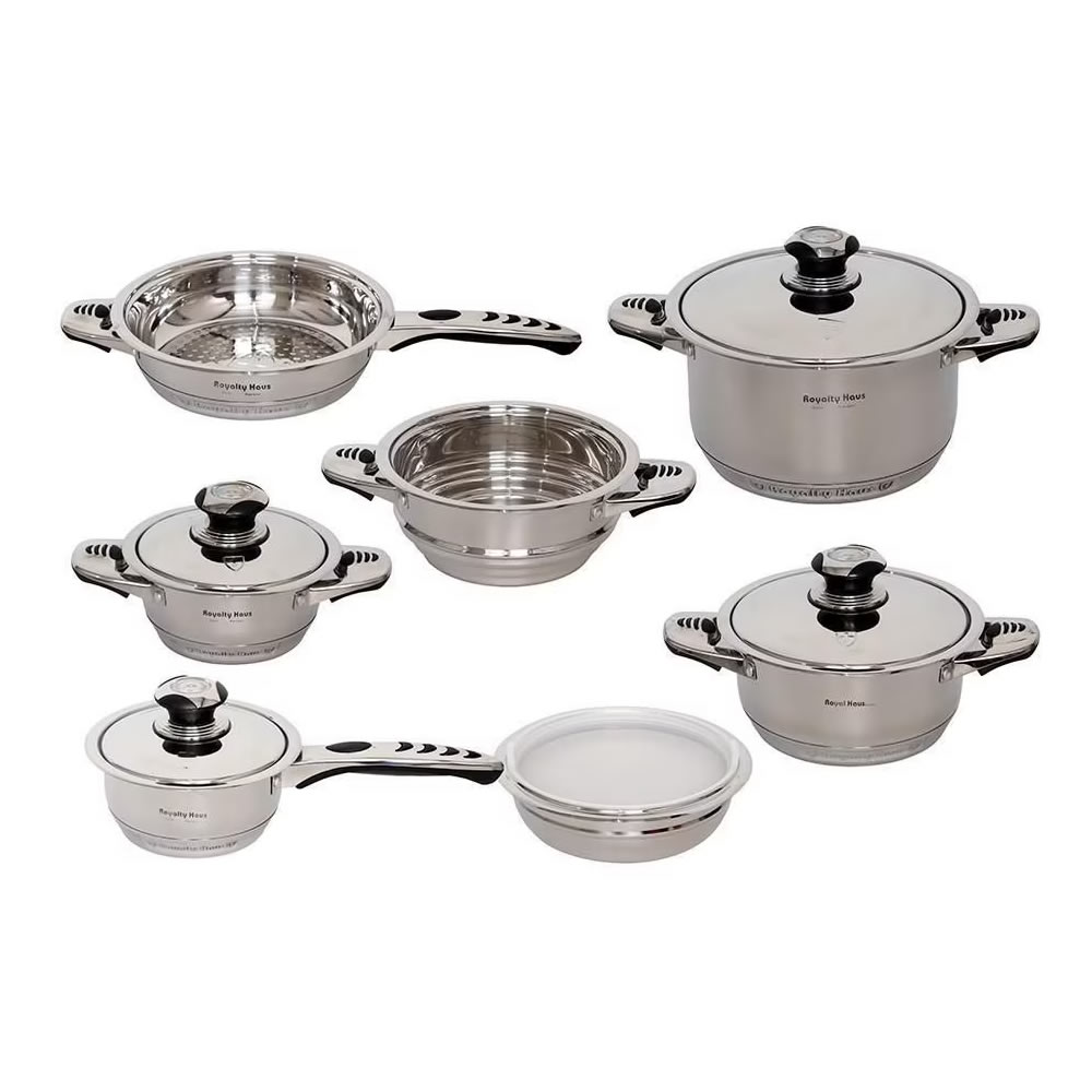 Batería De Cocina Royal Haus By Apolo RH-12 De 12 Piezas - Plata