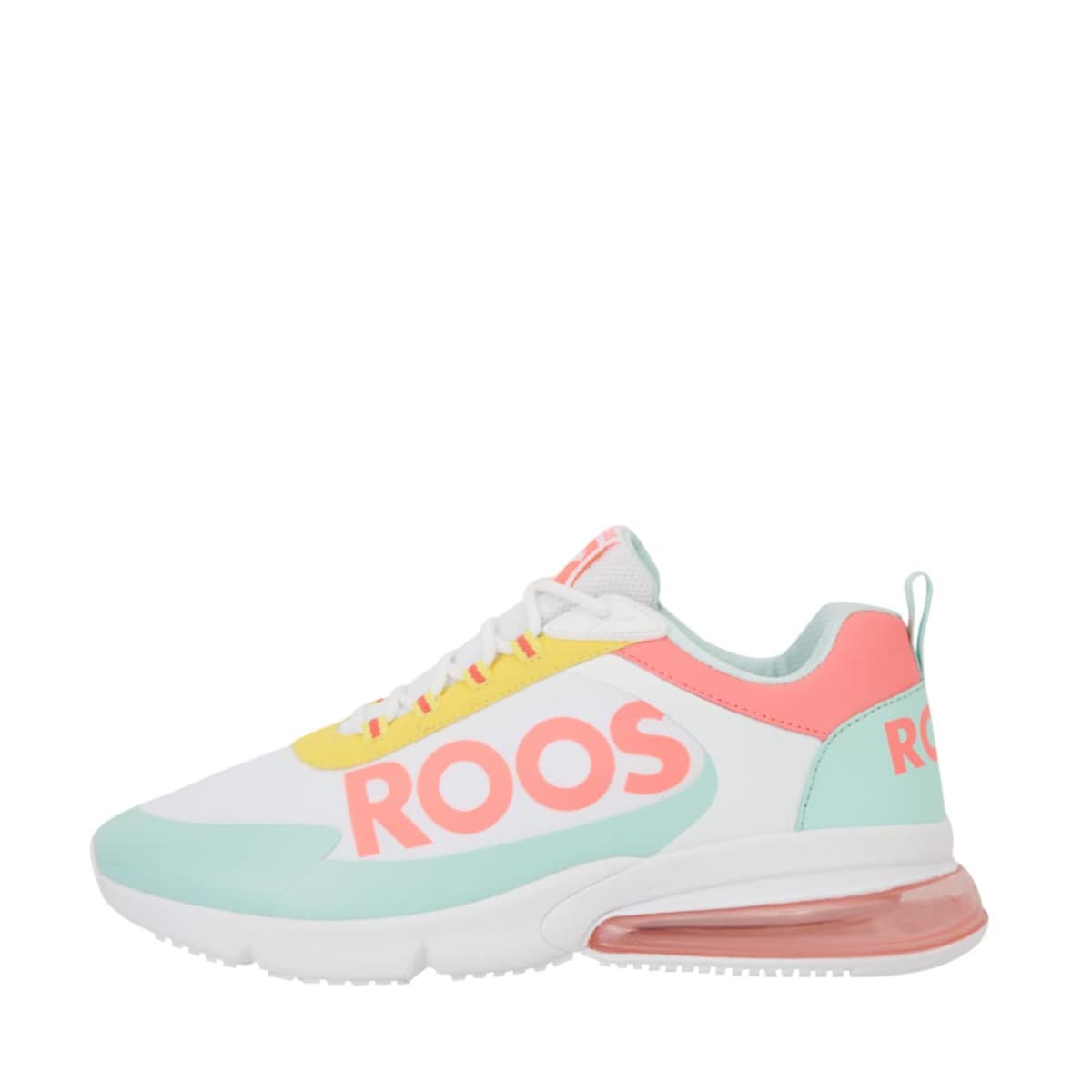 Tenis deportivos para caminar de mujer marca Kangaroos, color blanco con tintes pastel, mod. 1026091