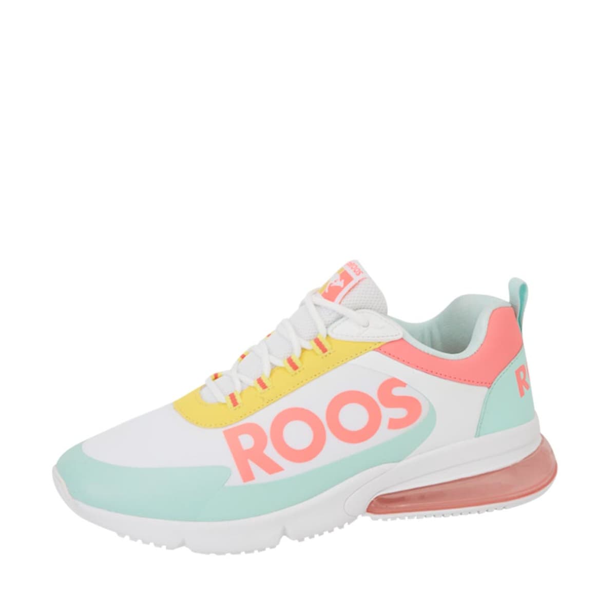 Tenis deportivos para caminar de mujer marca Kangaroos, color blanco con tintes pastel, mod. 1026091