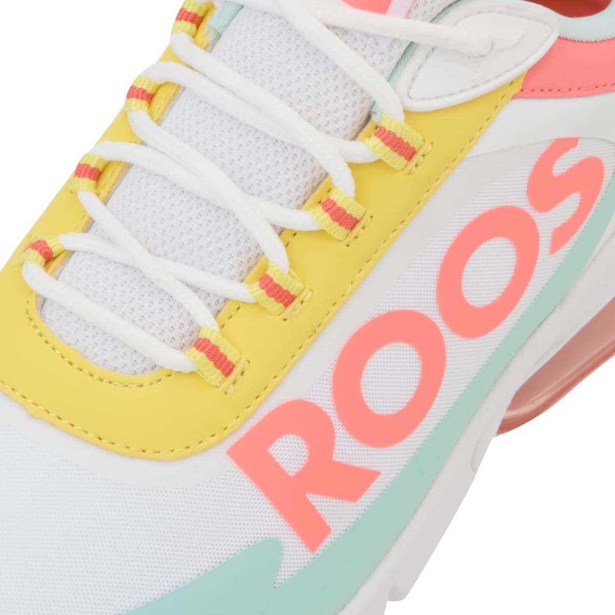 Tenis deportivos para caminar de mujer marca Kangaroos, color blanco con tintes pastel, mod. 1026091