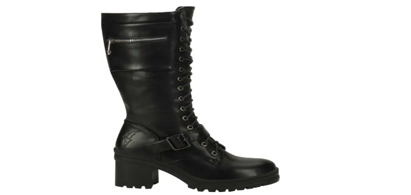 Bota Dama Mujer Militar Comoda Color Negro Goodyear Alto 7cm
