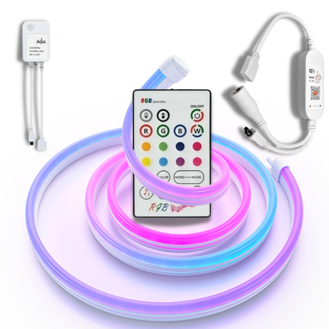 Tira Led Multicolor Neón Audio rítmico Control/App 5mts RGB + WIFI