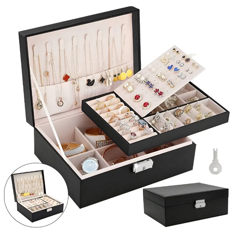 GWCASE Estuche organizador de anillos: caja de colección de joyería con 42  ranuras. Soporte para bandeja de anillos para más de 50 anillos, aretes
