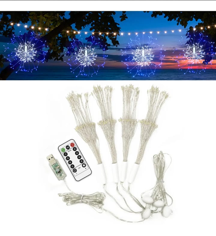 Navidad Luz Led De Fuegos Artificiales 2 Pzs 150-led Moda