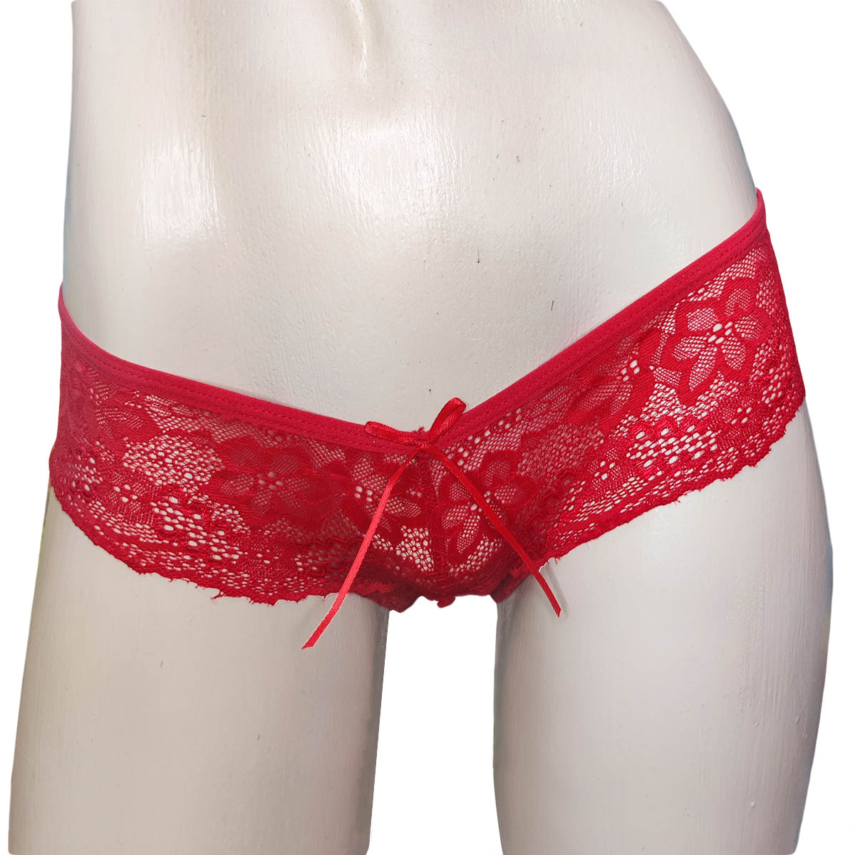 Tanga Rojo Encaje Cachetero Sexy