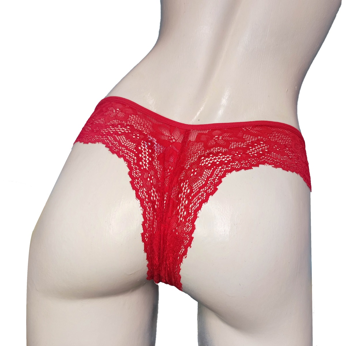 Tanga Rojo Encaje Cachetero Sexy
