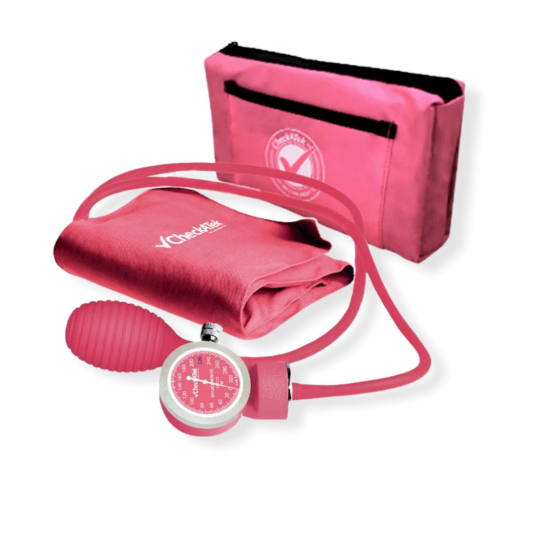 Kit doble baumanómetro aneroide con estetoscopio adulto, rosa B2-6D Checkatek