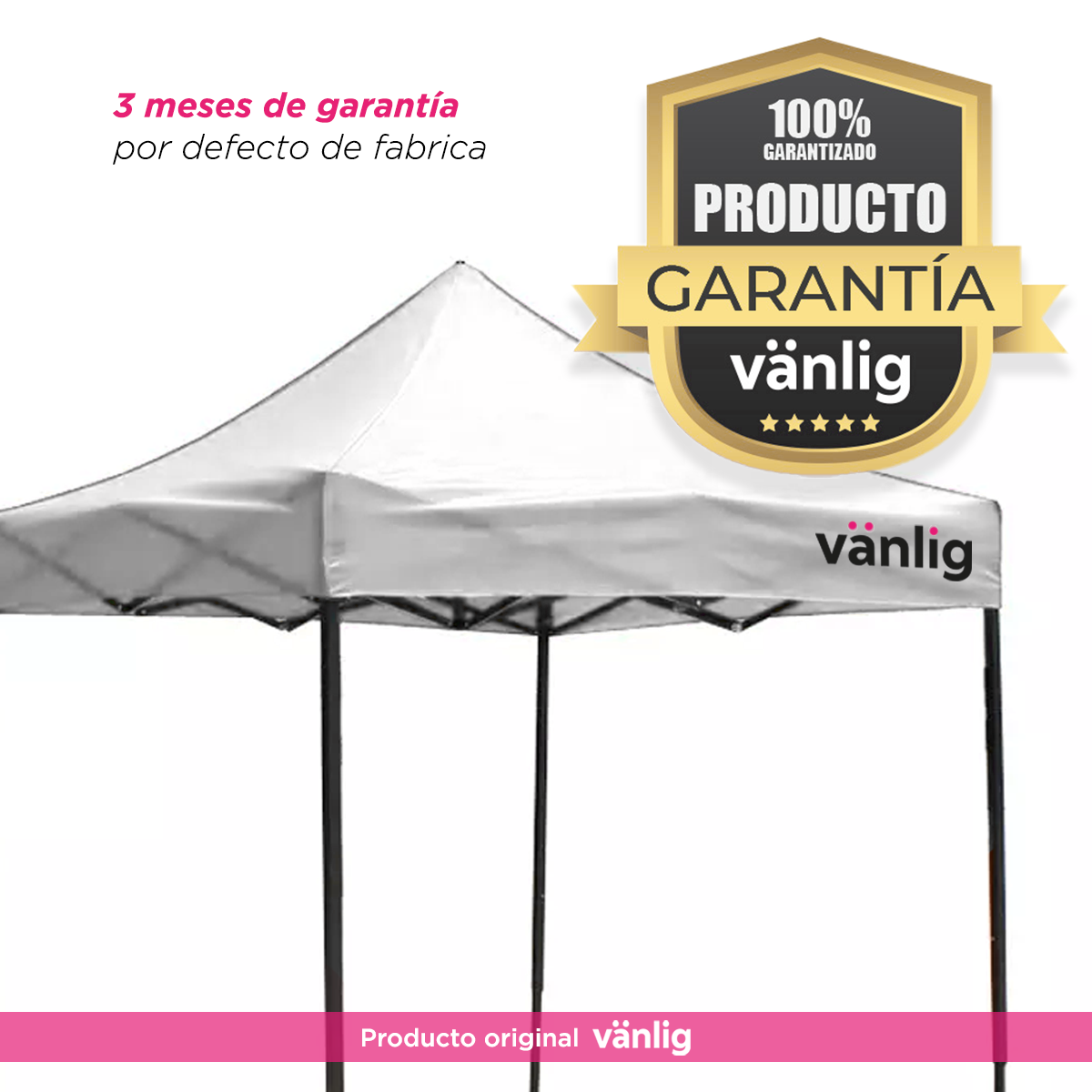 Carpa Toldo Plegable 2x2 Blanco Reforzado Impermeable Jardín 2 X 2 VANLIG