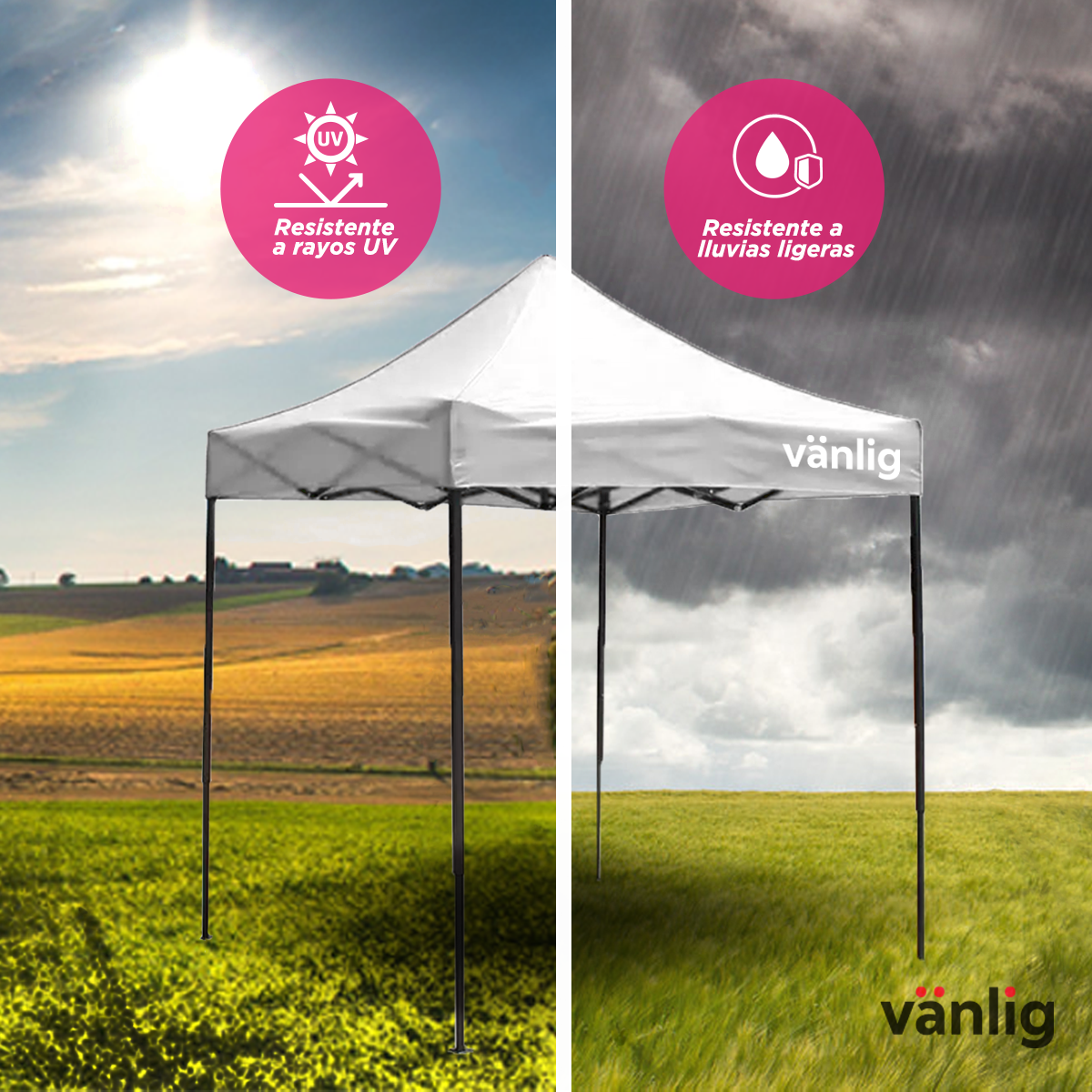 Carpa Toldo Plegable 2x2 Blanco Reforzado Impermeable Jardín 2 X 2 VANLIG