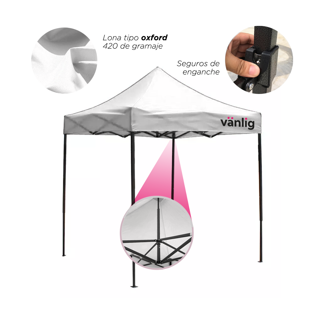 Carpa Toldo Plegable 2x2 Blanco Reforzado Impermeable Jardín 2 X 2 VANLIG