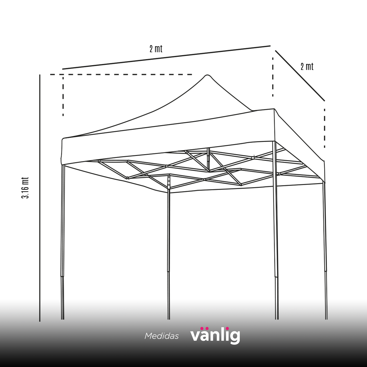 Carpa Toldo Plegable 2x2 Blanco Reforzado Impermeable Jardín 2 X 2 VANLIG