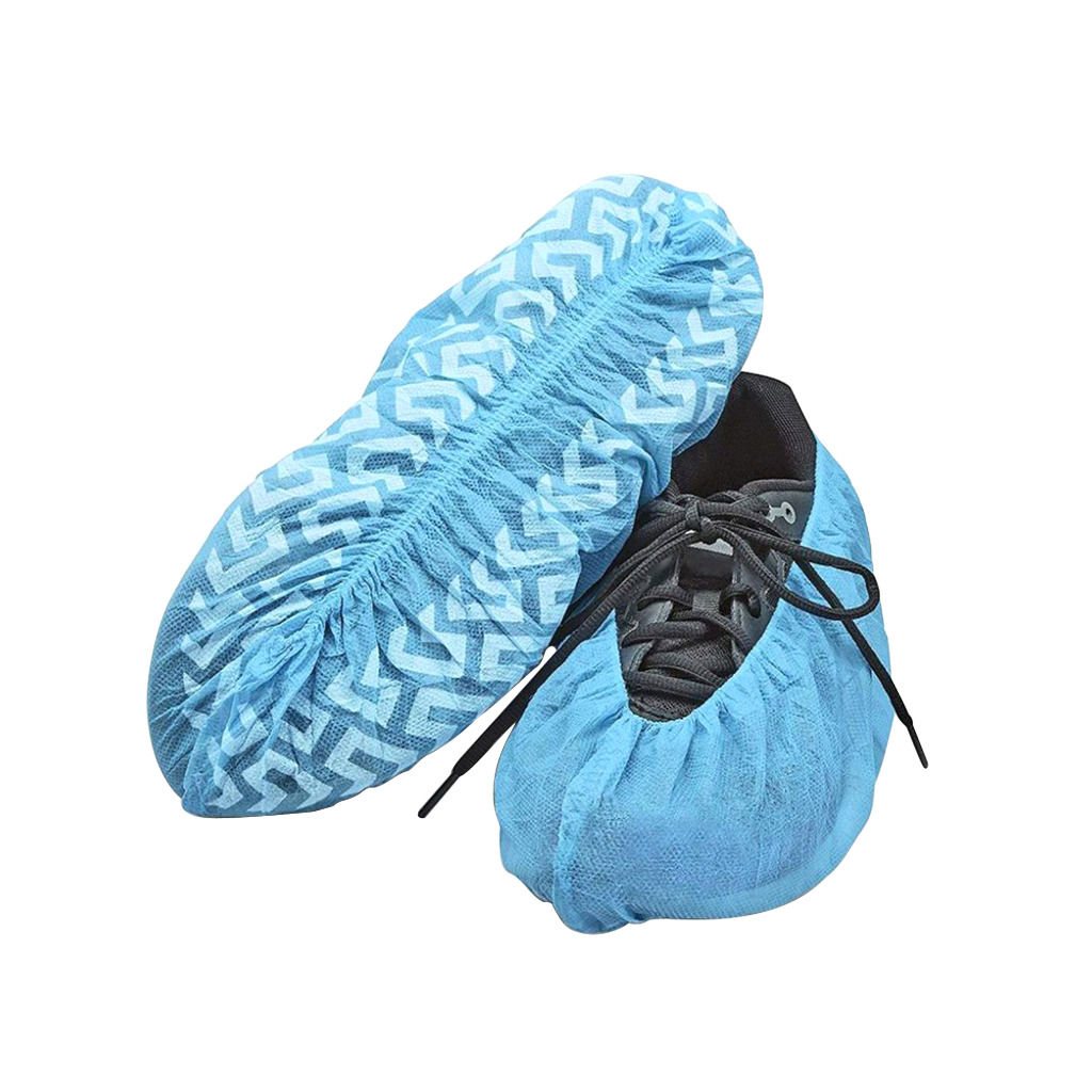 CUBREZAPATO DESECHABLE AZUL DE POLIPROPILENO ANTIDERRAPANTE TALLA GRANDE PAQ 50 PIEZAS