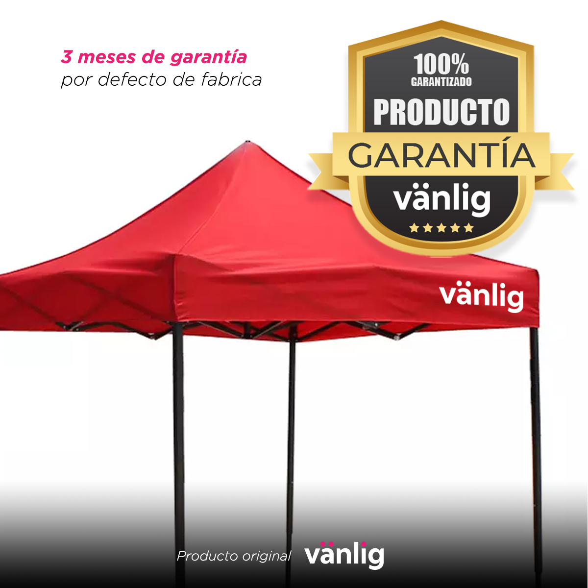 Carpa Toldo Plegable 2x2 Rojo Reforzado Impermeable Jardín 2 X 2 VANLIG