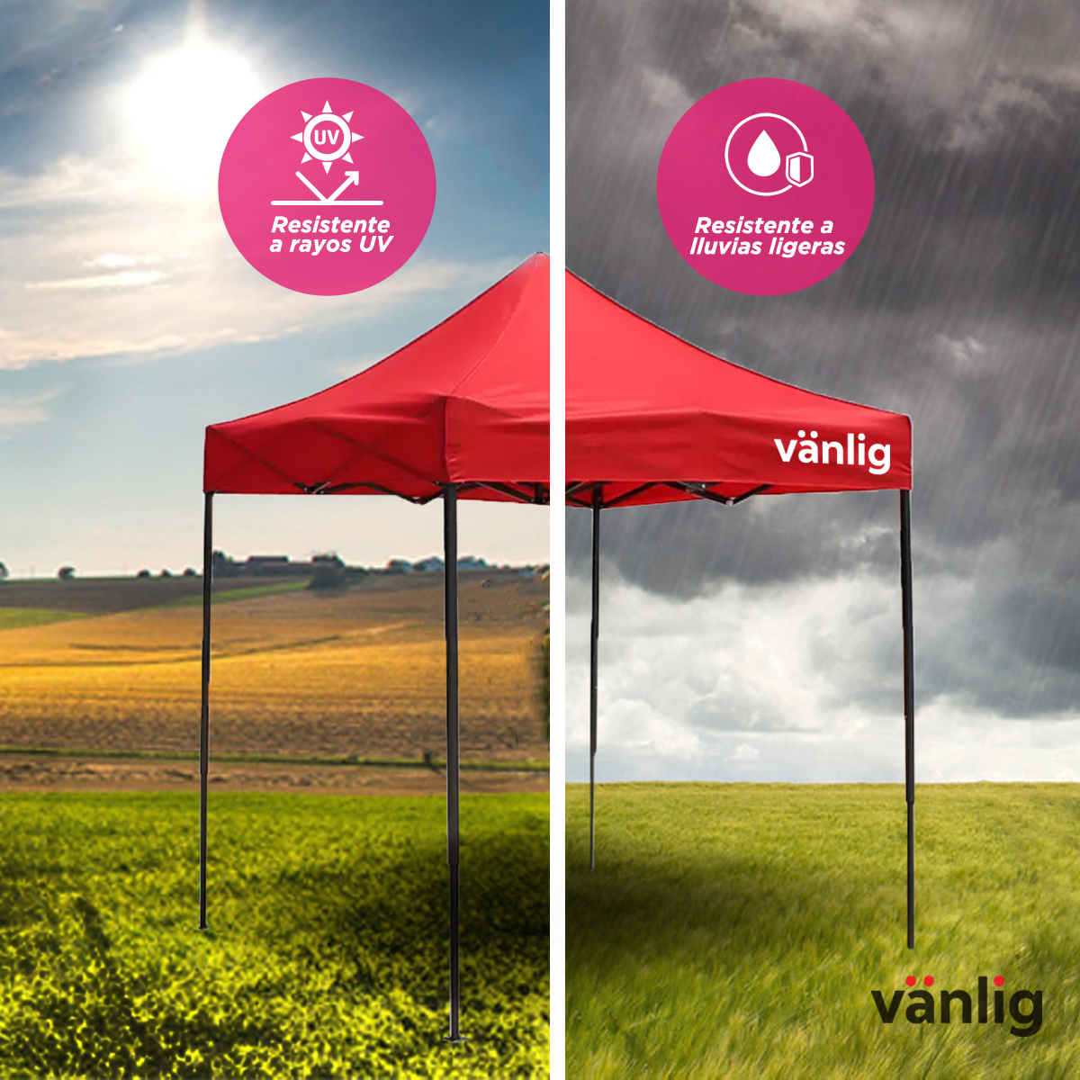 Carpa Toldo Plegable 2x2 Rojo Reforzado Impermeable Jardín 2 X 2 VANLIG