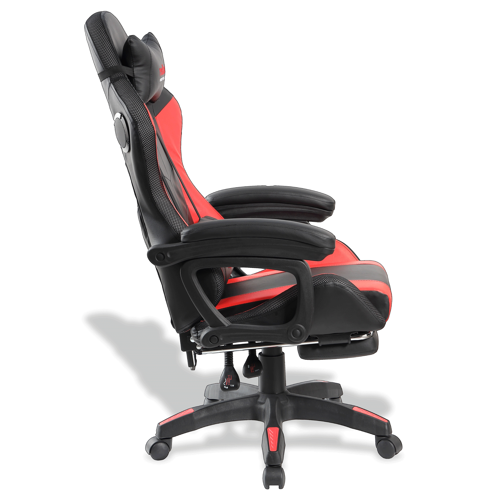 Silla Gamer Redbat Spark A-35 color Rojo, Iluminación LED, Piel Sintética, Bocinas, Descansapiés.
