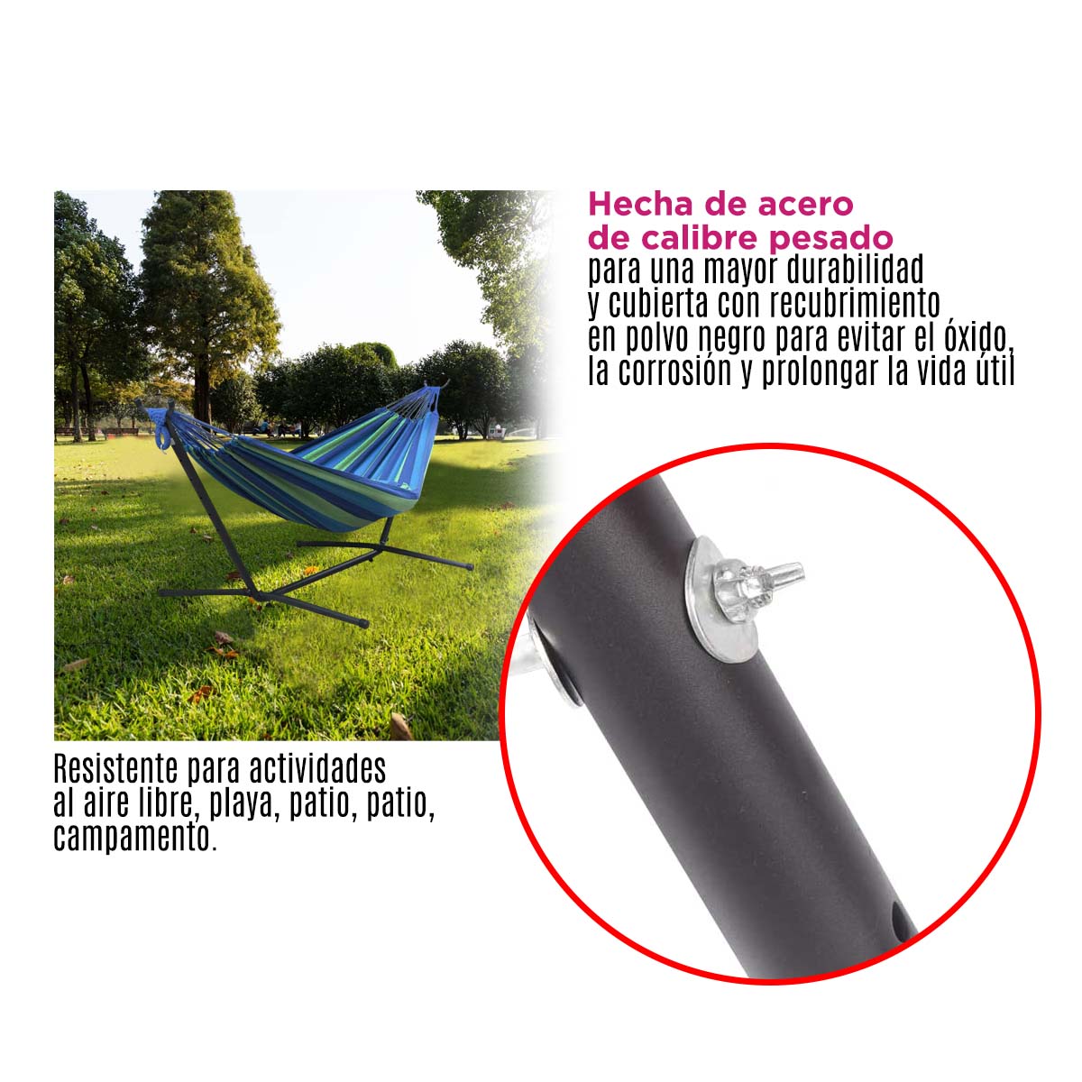 Hamaca Verde Doble Base Soporte De Acero Y Estuche Portatil VANLIG®