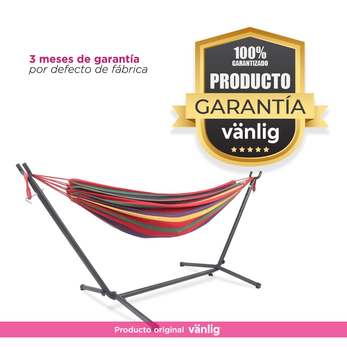 Hamaca Roja Doble Base Soporte De Acero Y Estuche Portatil VANLIG®