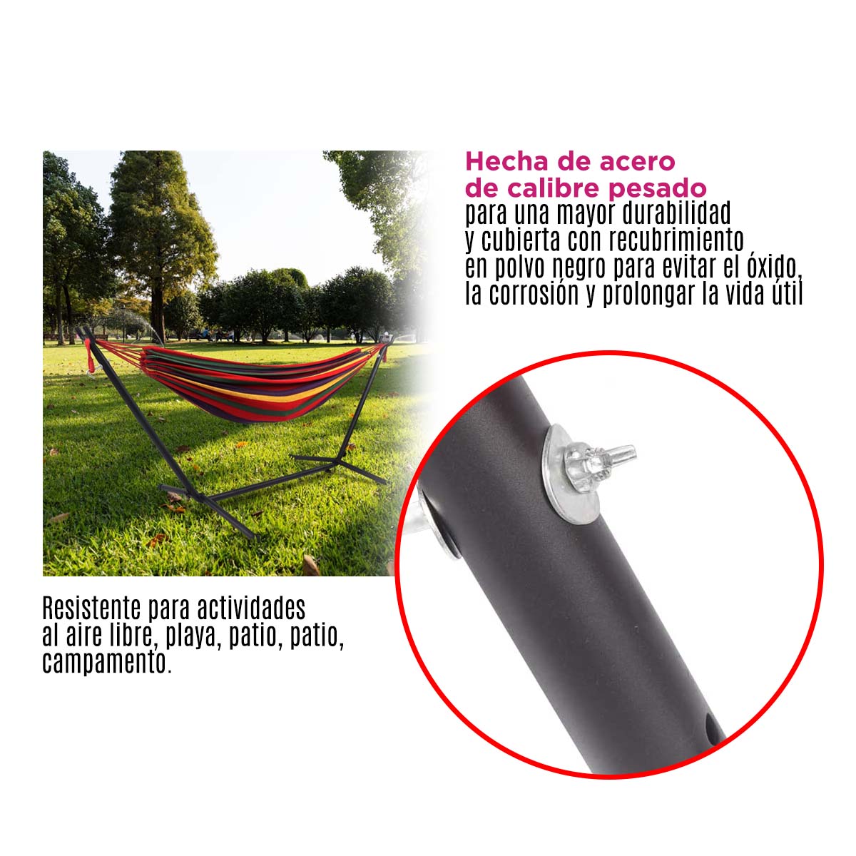 Hamaca Roja Doble Base Soporte De Acero Y Estuche Portatil VANLIG®