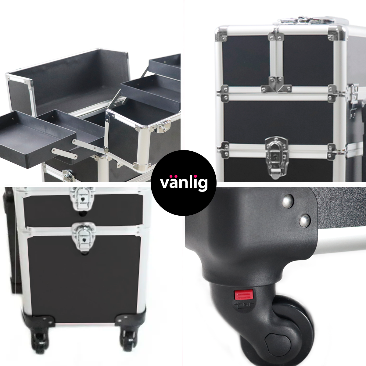 Torre Cosmetiquera Negra 4 En 1 Neceser Belleza Maquillaje Pro VANLIG