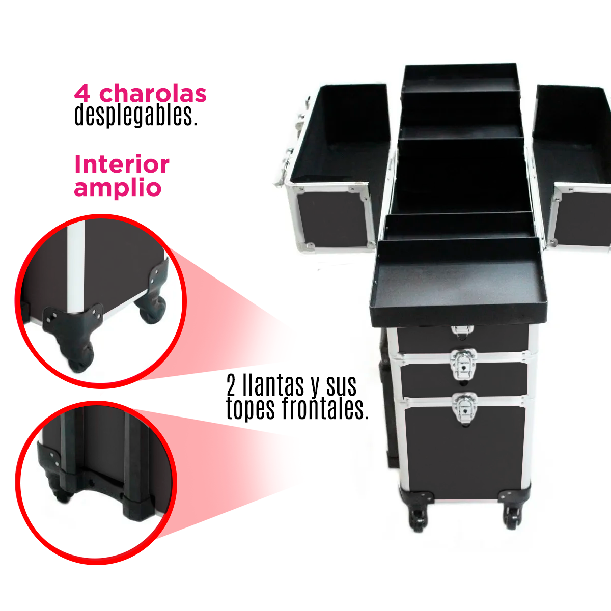 Torre Cosmetiquera Negra 4 En 1 Neceser Belleza Maquillaje Pro VANLIG