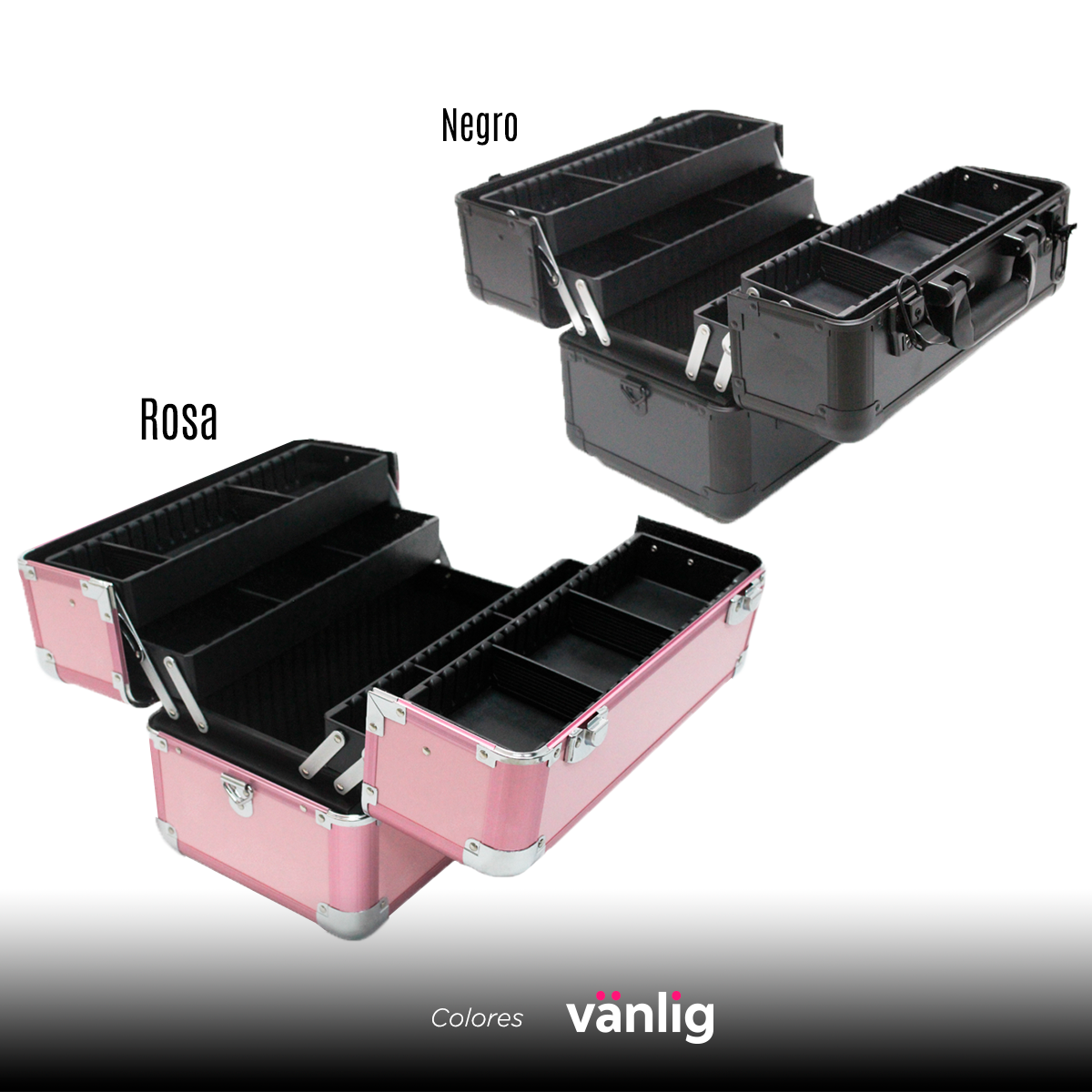 Cosmetiquera Negra Neceser Profesional Makeup Aluminio Viaje Lujo Vanlig