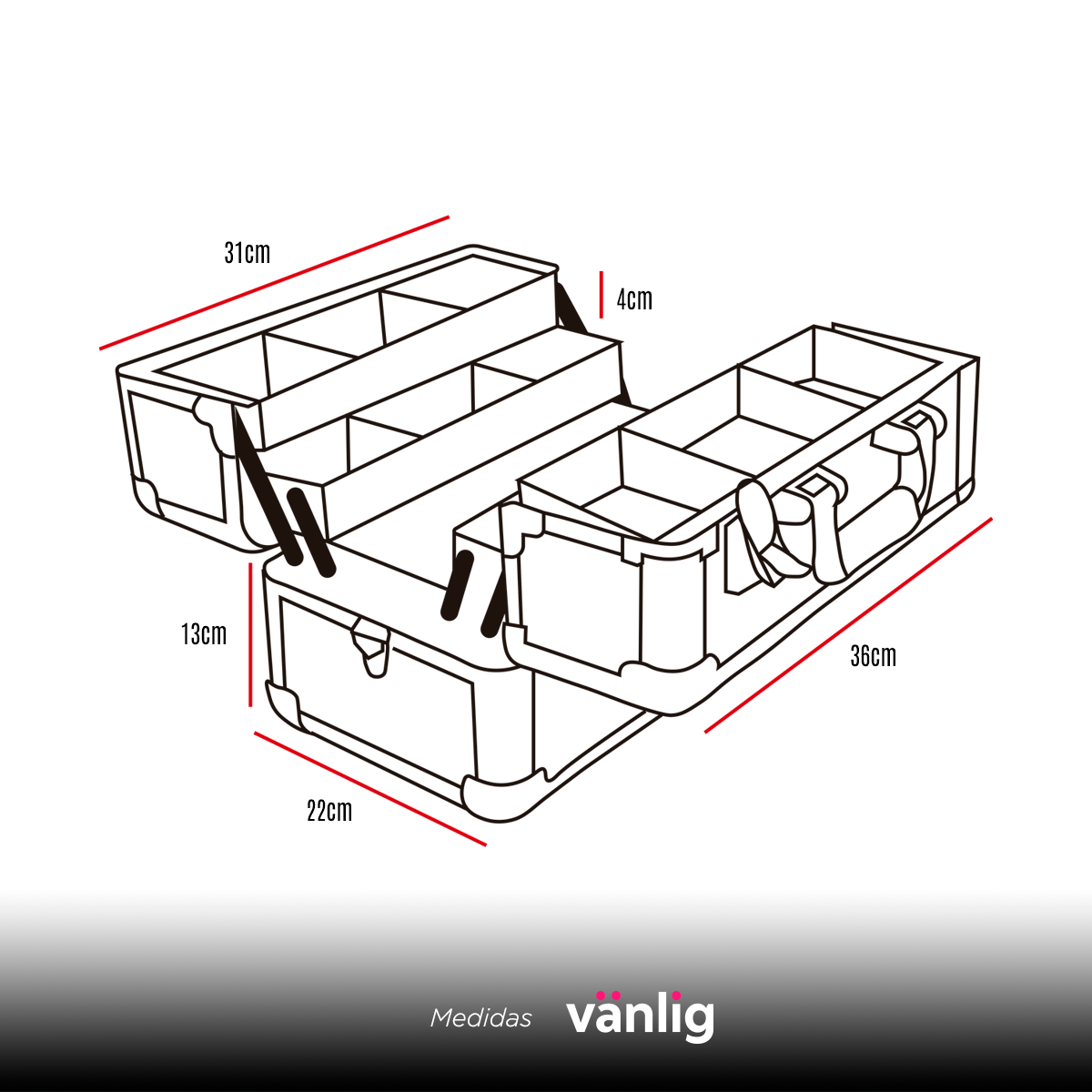 Cosmetiquera Negra Neceser Profesional Makeup Aluminio Viaje Lujo Vanlig